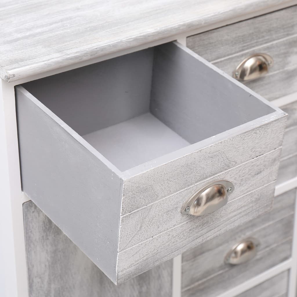 Credenza con 10 Cassetti Grigia 113x30x79 cm in Legno
