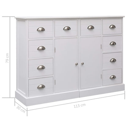 Credenza con 10 Cassetti Bianca 113x30x79 cm in Legno - homemem39