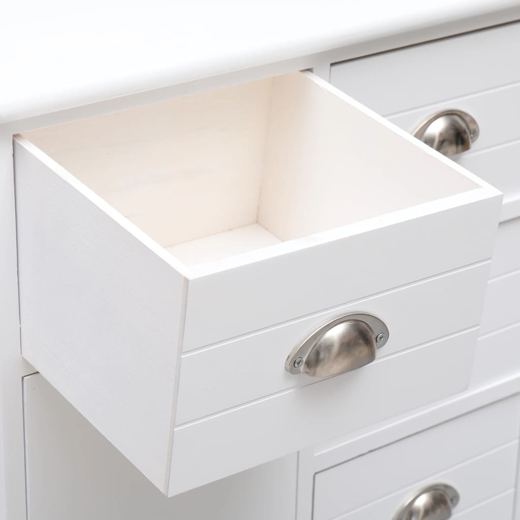 Credenza con 10 Cassetti Bianca 113x30x79 cm in Legno - homemem39