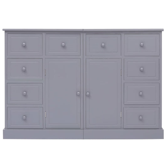 Credenza con 10 Cassetti Grigia 113x30x79 cm in Legno