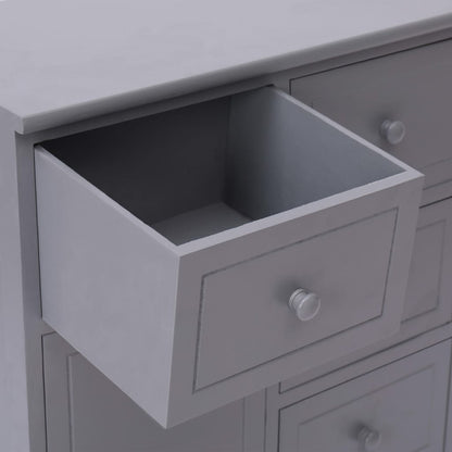 Credenza con 10 Cassetti Grigia 113x30x79 cm in Legno