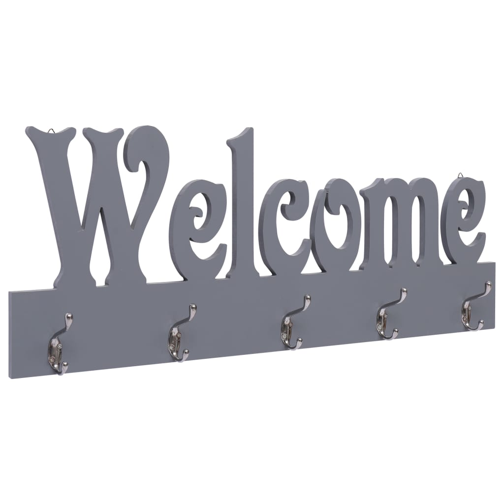 Appendiabiti a Muro WELCOME Grigio 74x29,5 cm - homemem39