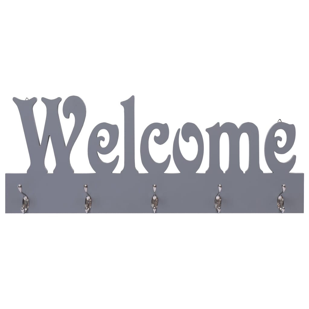 Appendiabiti a Muro WELCOME Grigio 74x29,5 cm - homemem39