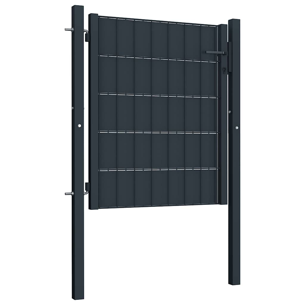 Cancello per Recinzione in PVC e Acciaio 100x100 cm Antracite | homemem39