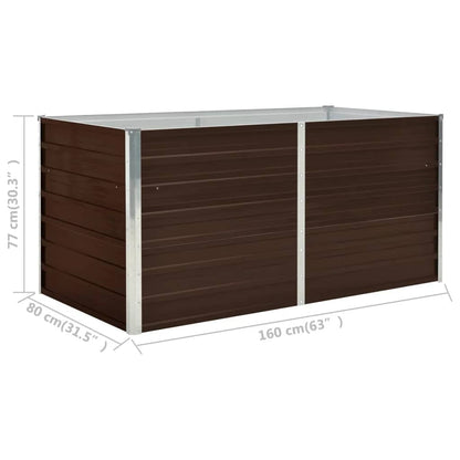 Letto di Coltura Rialzato Marrone 160x80x77cm Acciaio Zincato | homemem39