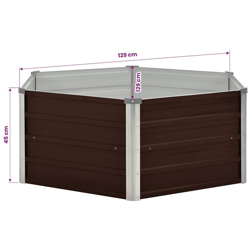 Letto di Coltura Rialzato Marrone 129x129x45cm Acciaio Zincato | homemem39