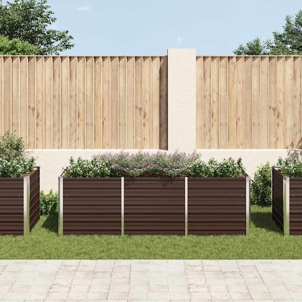 Letto Rialzato Giardino Marrone 240x80x77 cm in Acciaio Zincato - homemem39