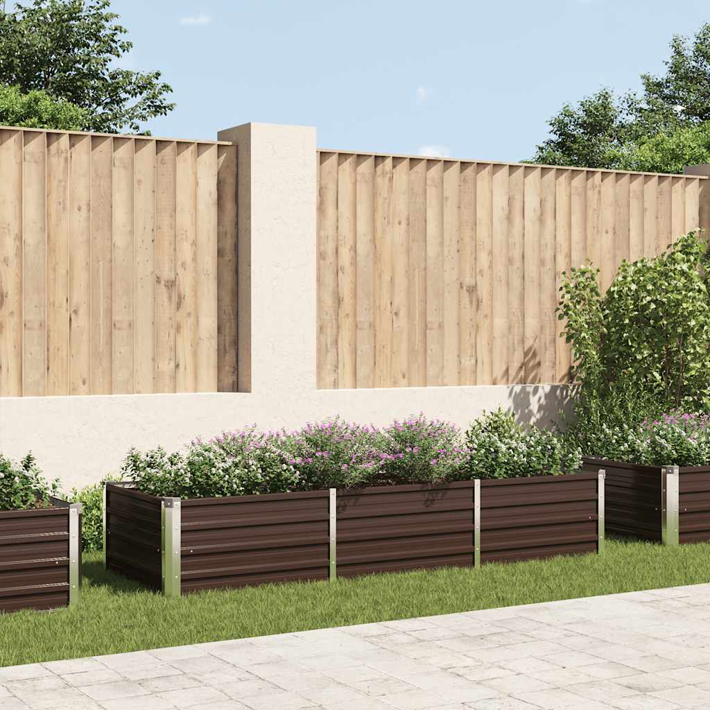 Letto Rialzato Giardino Marrone 240x80x45 cm in Acciaio Zincato - homemem39