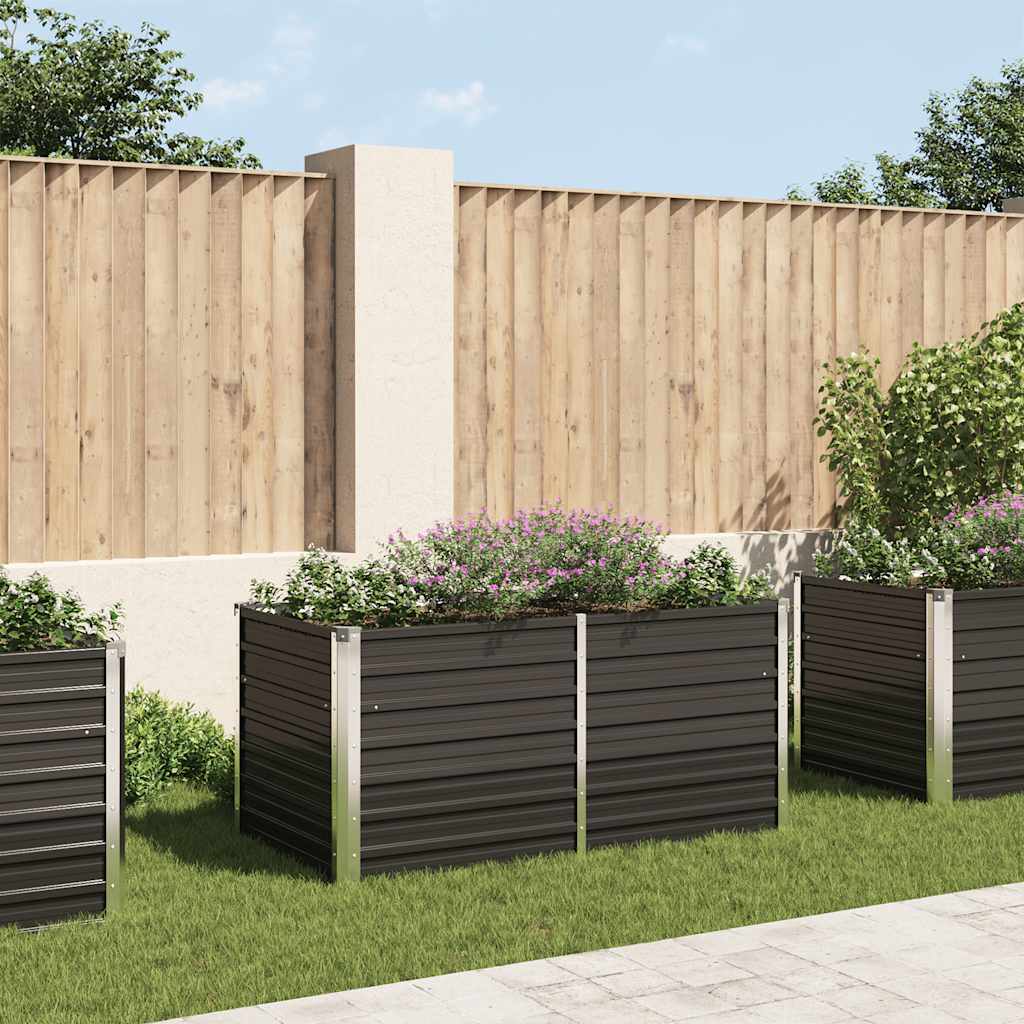 Fioriera Rialzata Antracite 160x80x77 cm in Acciaio Zincato - homemem39