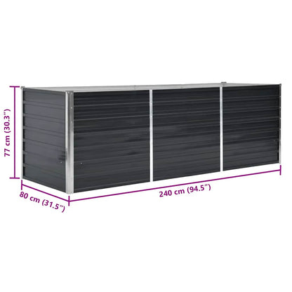 Fioriera per Giardino Antracite 240x80x77 cm in Acciaio Zincato | homemem39