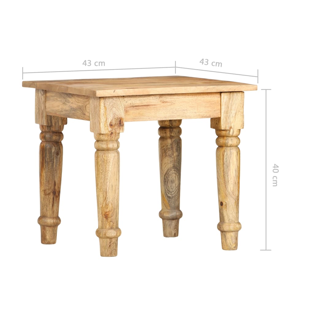 Tavolino di Servizio 43x43x40 cm Legno Massello di Mango - homemem39