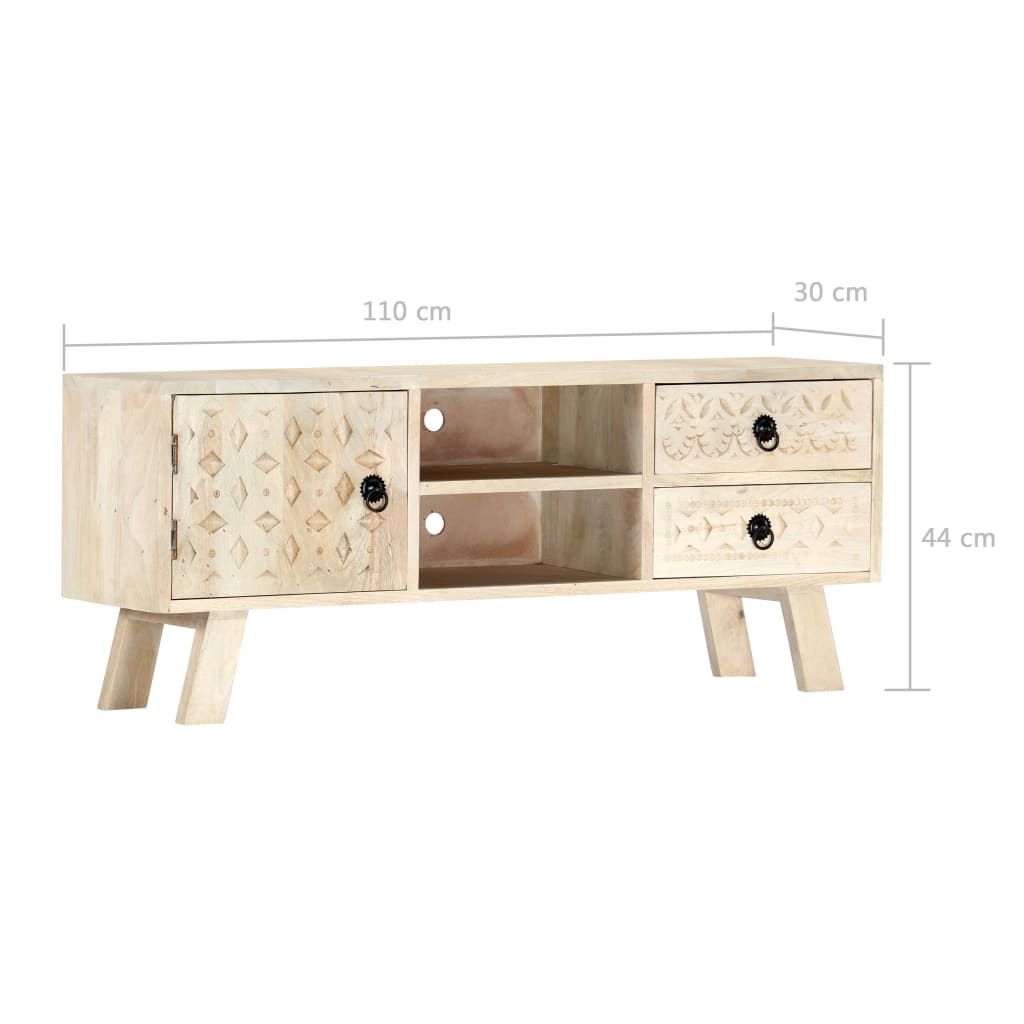 Mobile Porta TV 110x30x44 cm in Legno Massello di Mango | homemem39