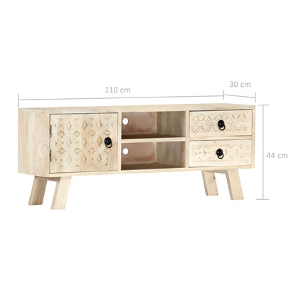 Mobile Porta TV 110x30x44 cm in Legno Massello di Mango - homemem39