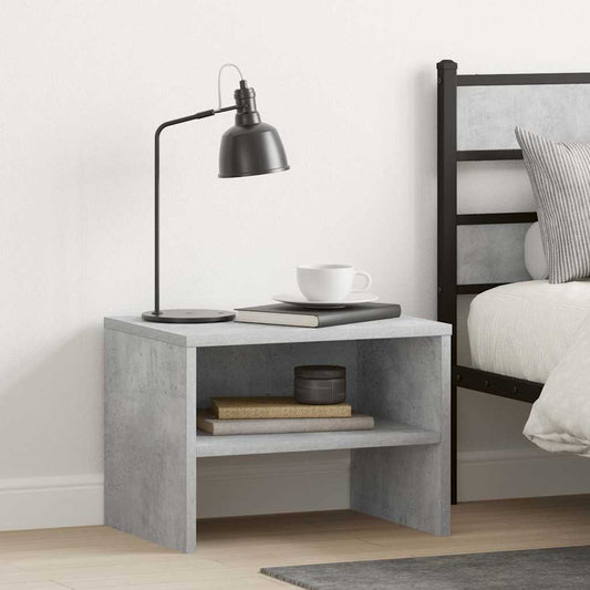 Comodino Grigio Cemento 40x30x30 cm in Legno Multistrato