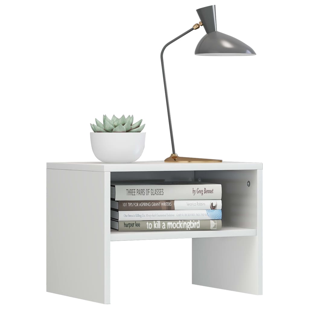Comodini 2 pz Bianco Lucido 40x30x30 cm in Legno Multistrato