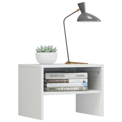 Comodini 2 pz Bianco Lucido 40x30x30 cm in Legno Multistrato