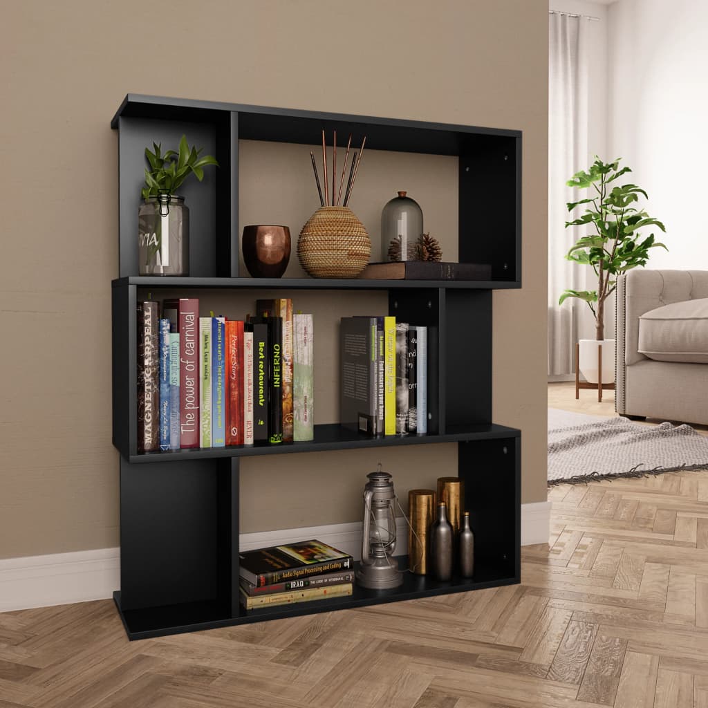 Libreria/Divisorio Nero 80x24x96 cm in Legno Ingegnerizzato | homemem39