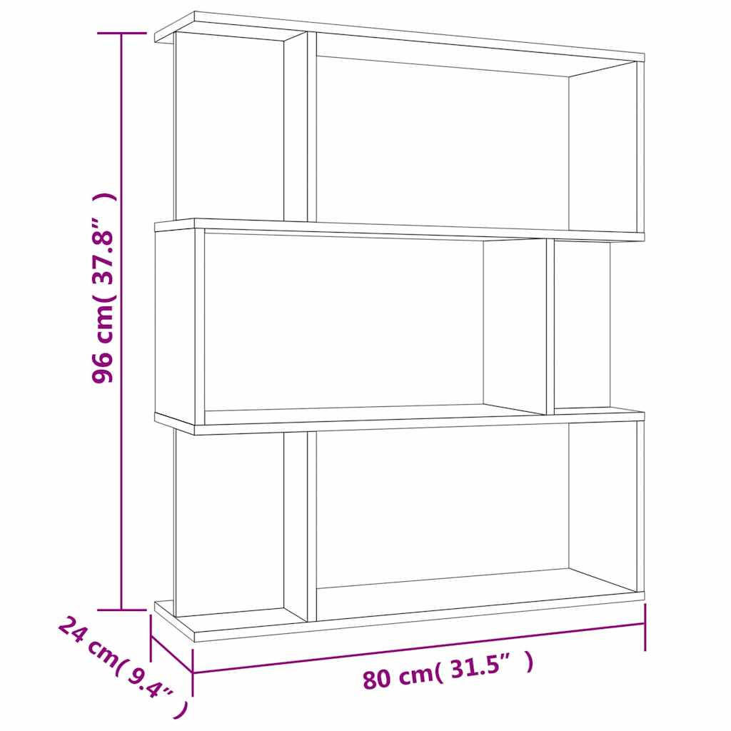 Libreria/Divisorio Grigio Cemento 80x24x96 cm