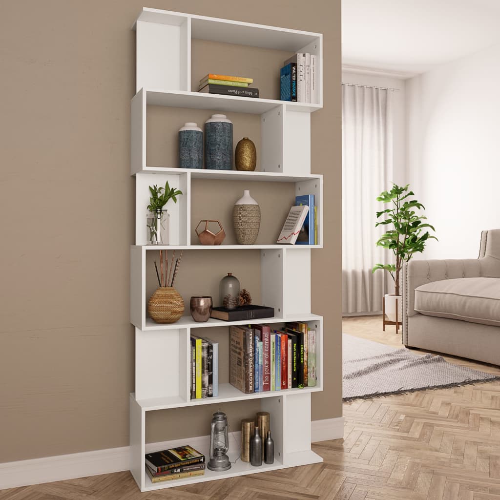 Libreria/Divisorio Bianco 80x24x192 cm in Legno Ingegnerizzato | homemem39