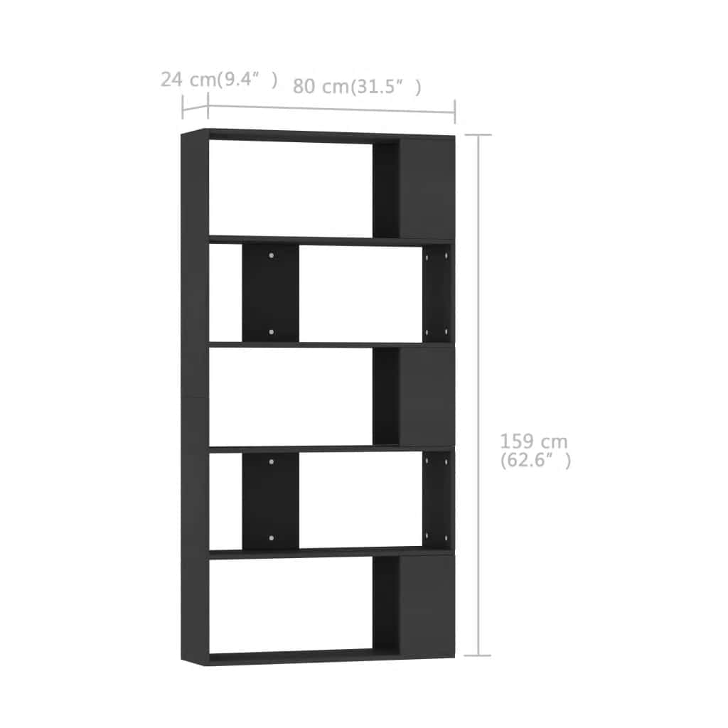 Libreria/Divisorio Nero 80x24x159 cm in Legno Ingegnerizzato