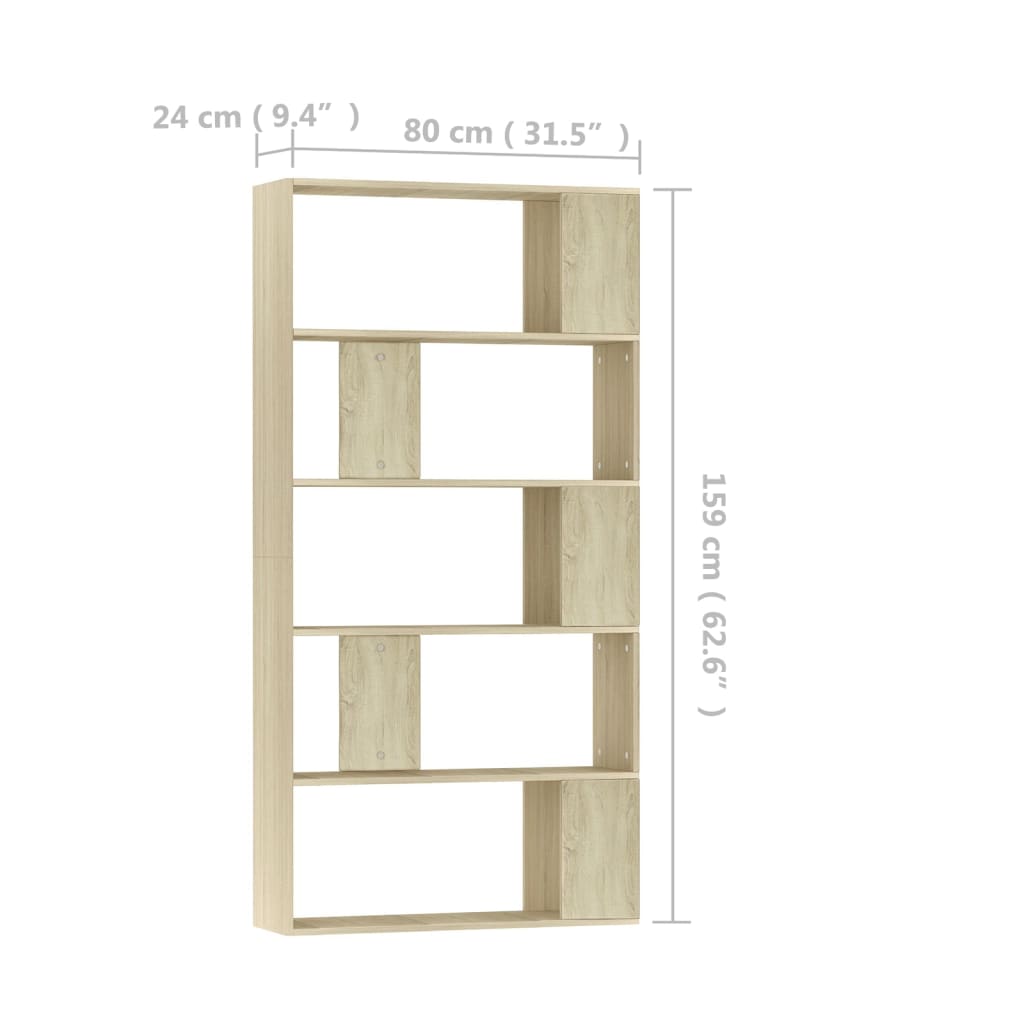 Libreria/Divisorio Rovere Sonoma 80x24x159 cm Legno Ingegnerizzato | homemem39