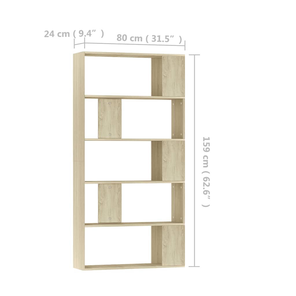 Libreria/Divisorio Rovere Sonoma 80x24x159 cm