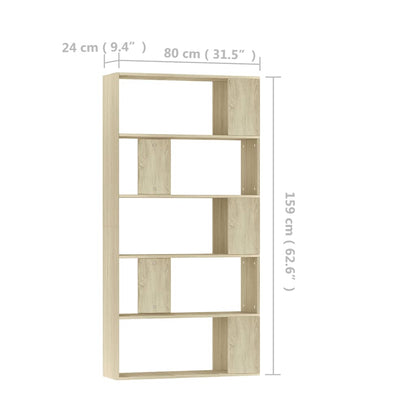 Libreria/Divisorio Rovere Sonoma 80x24x159 cm