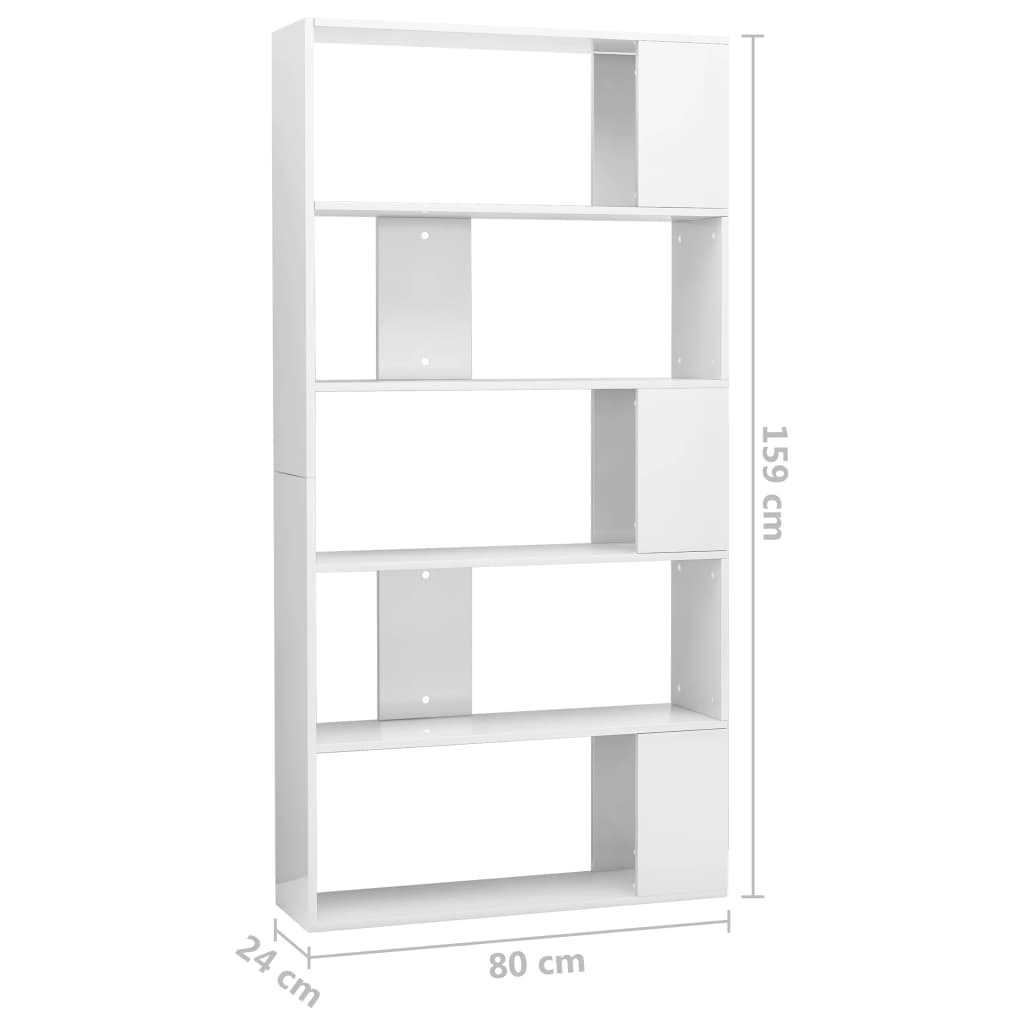 Libreria/Divisorio Bianco Lucido 80x24x159 cm | homemem39