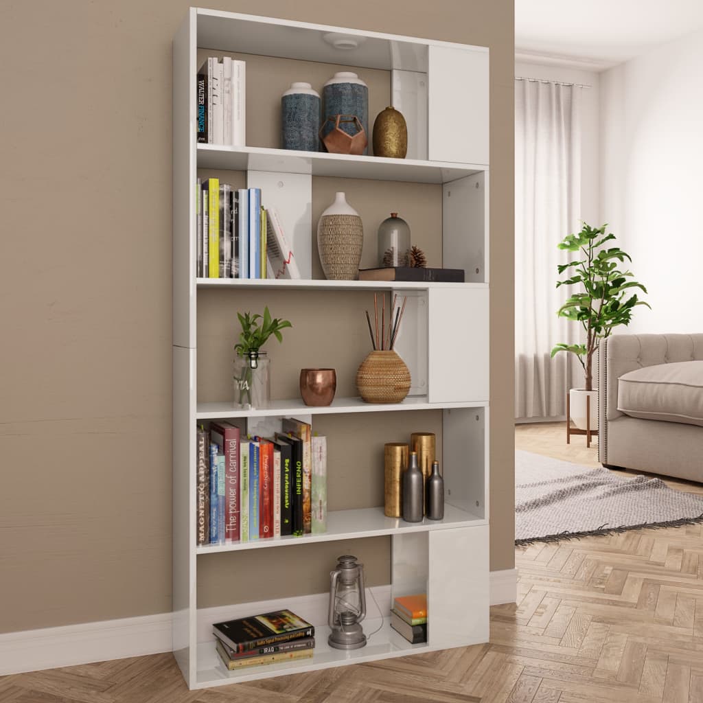 Libreria/Divisorio Bianco Lucido 80x24x159 cm | homemem39