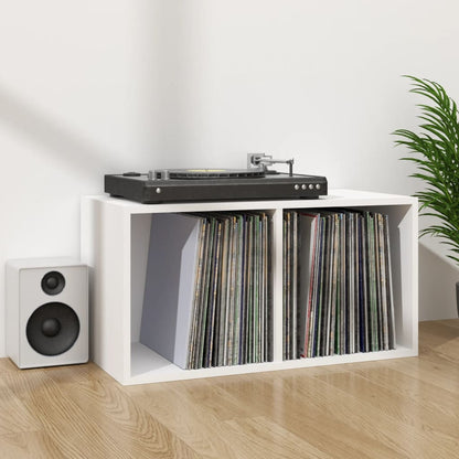 Contenitore per Vinili Bianco 71x34x36 cm in Legno Multistrato