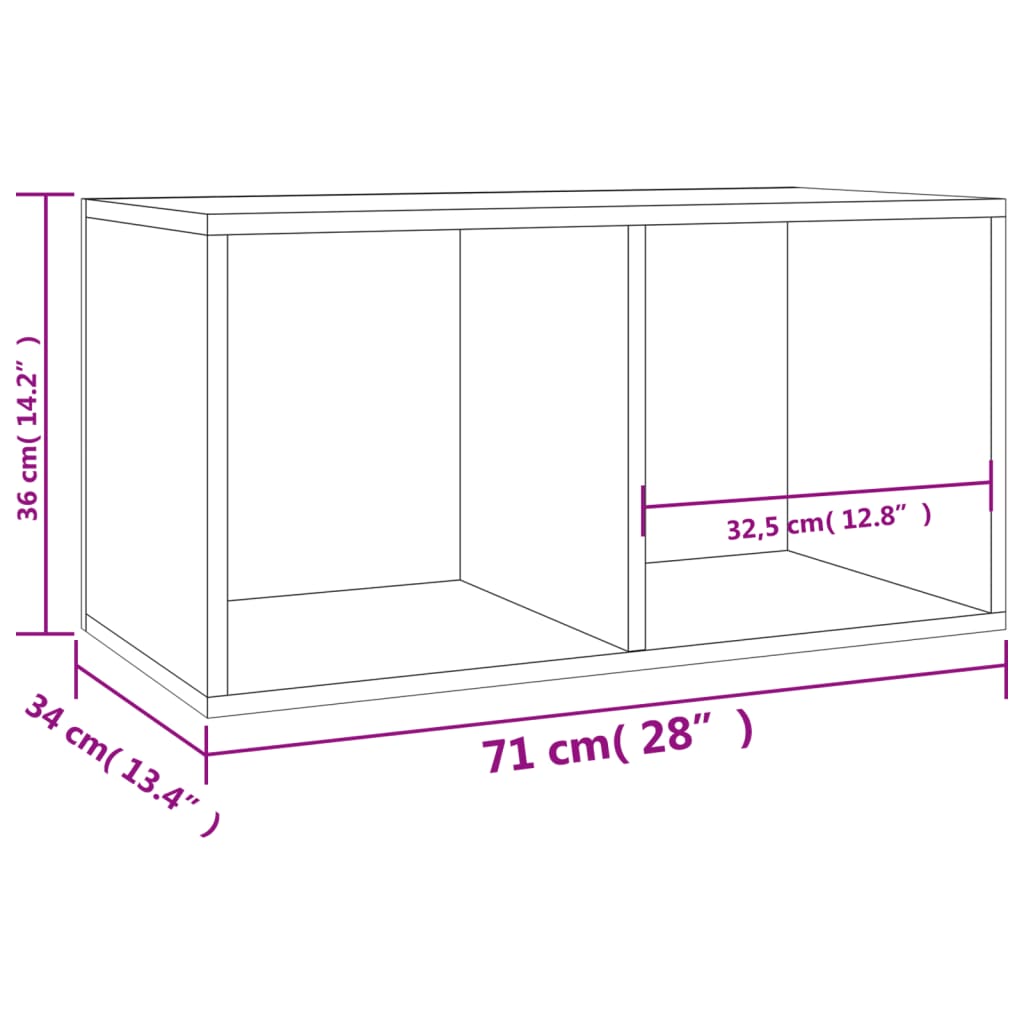 Contenitore per Vinili Grigio Cemento 71x34x36cm in Multistrato
