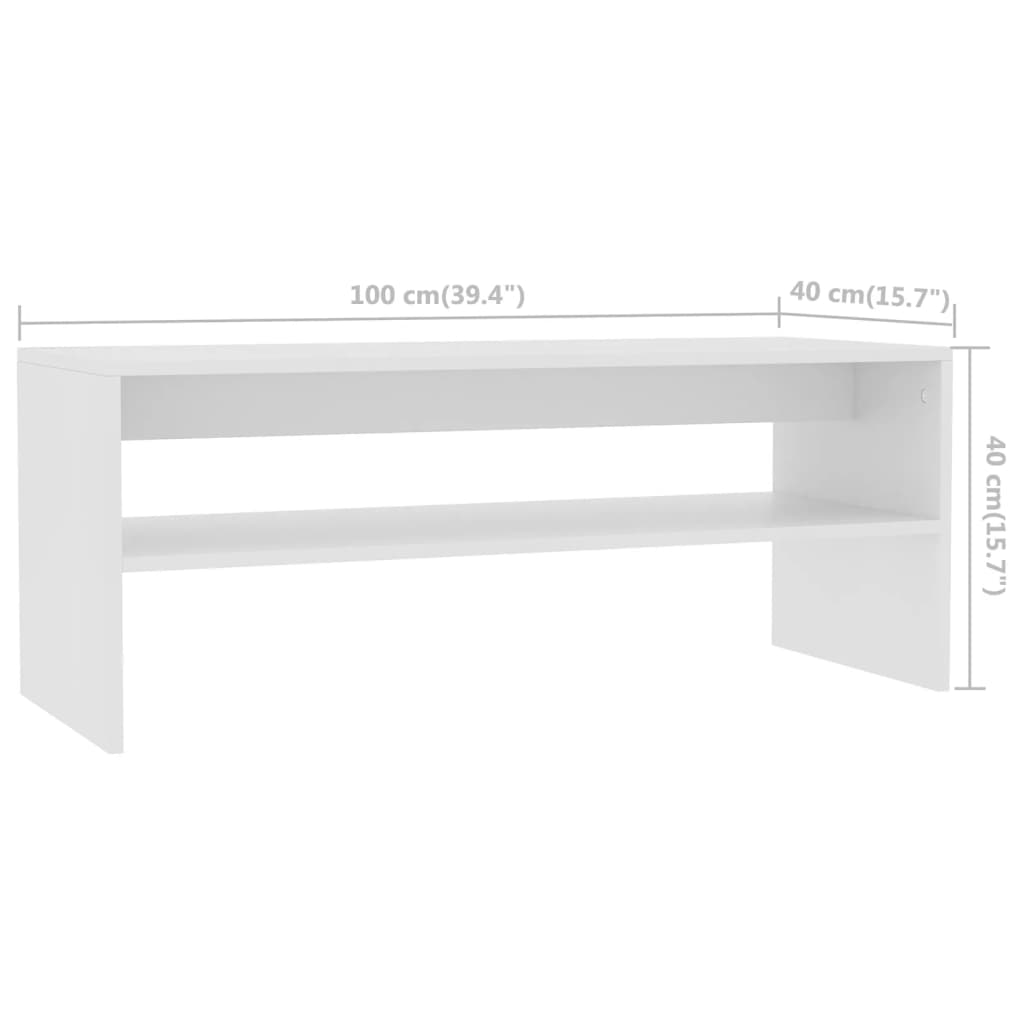 Tavolino da Salotto Bianco 100x40x40 cm in Legno Multistrato | homemem39