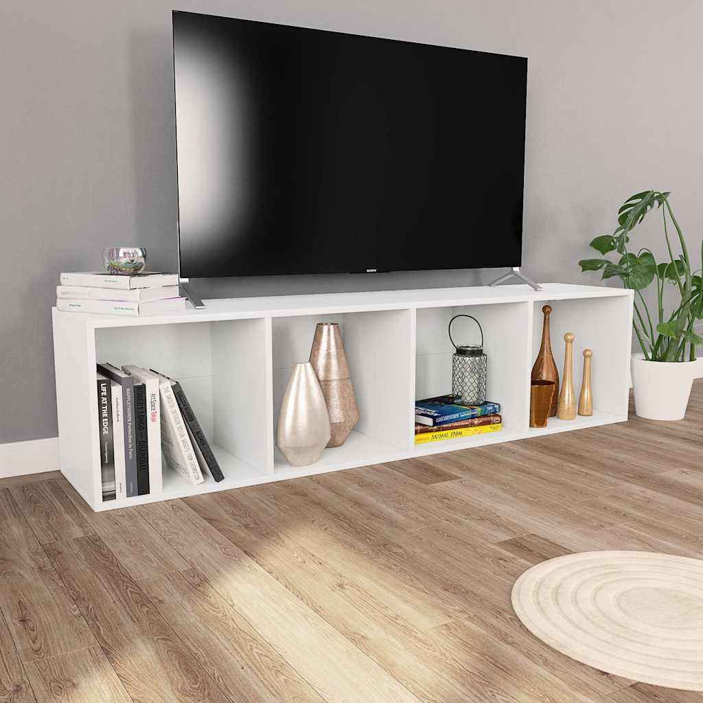 Libreria / Mobile TV Bianco 36x30x143 cm in Legno Multistrato | homemem39