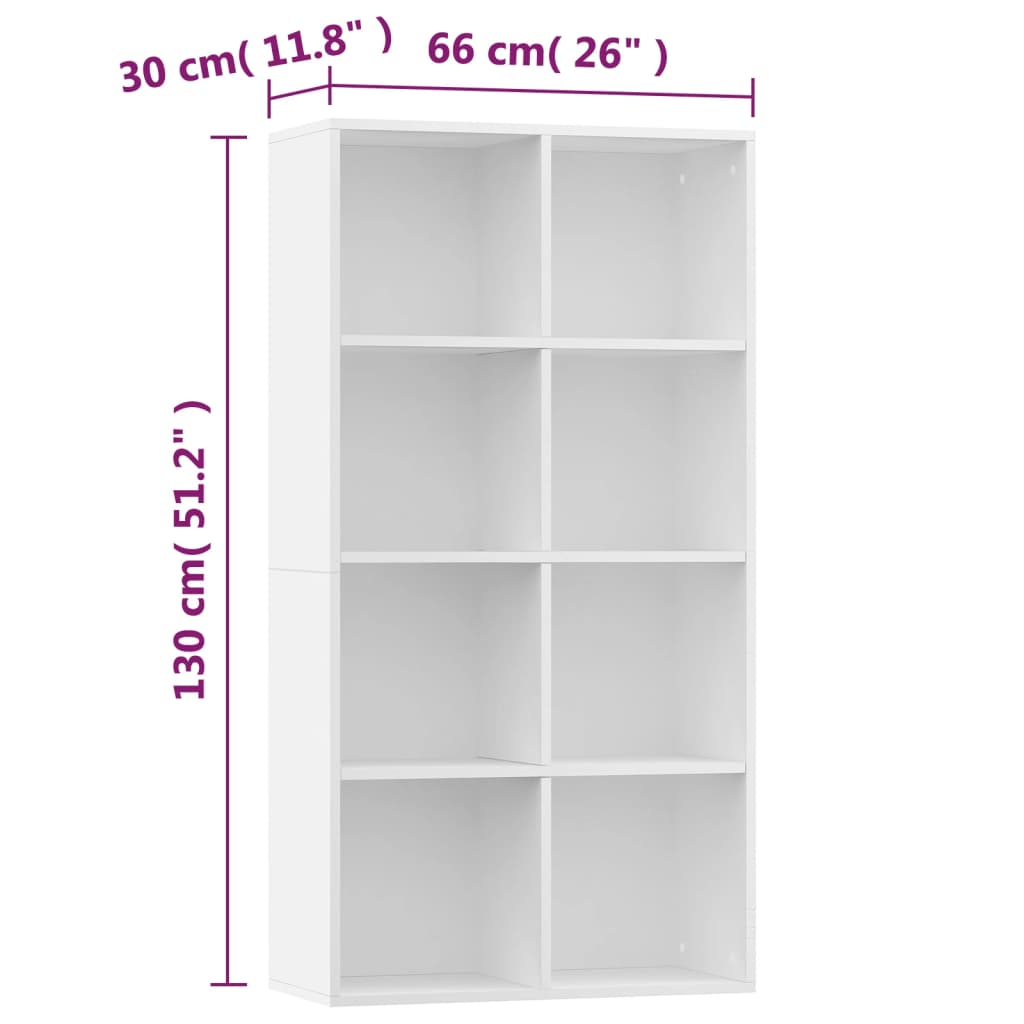 Libreria/Credenza Bianca 66x30x130 cm in Legno Multistrato | homemem39