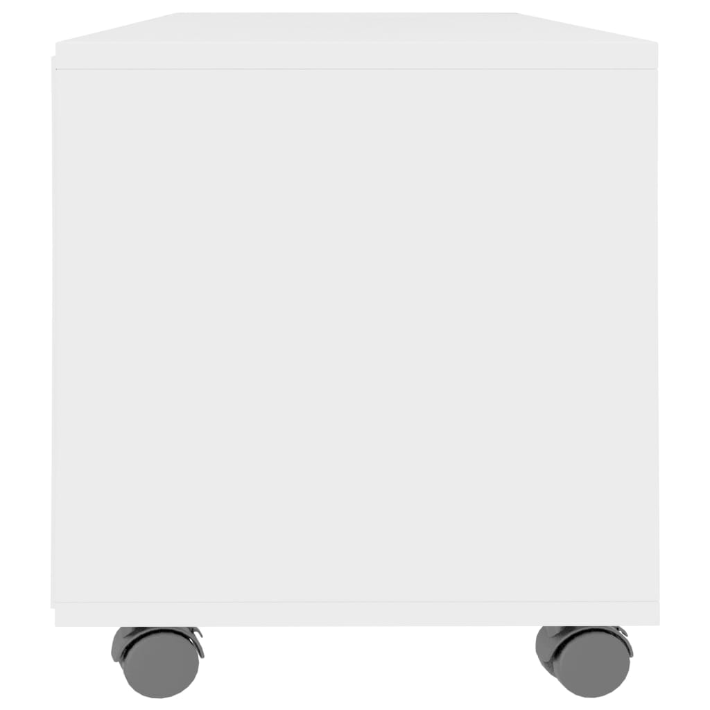 Mobile TV con Ruote Bianco 90x35x35 cm in Legno Multistrato