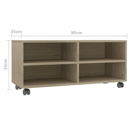 Mobile TV con Ruote Rovere Sonoma 90x35x35 cm Legno Multistrato - homemem39