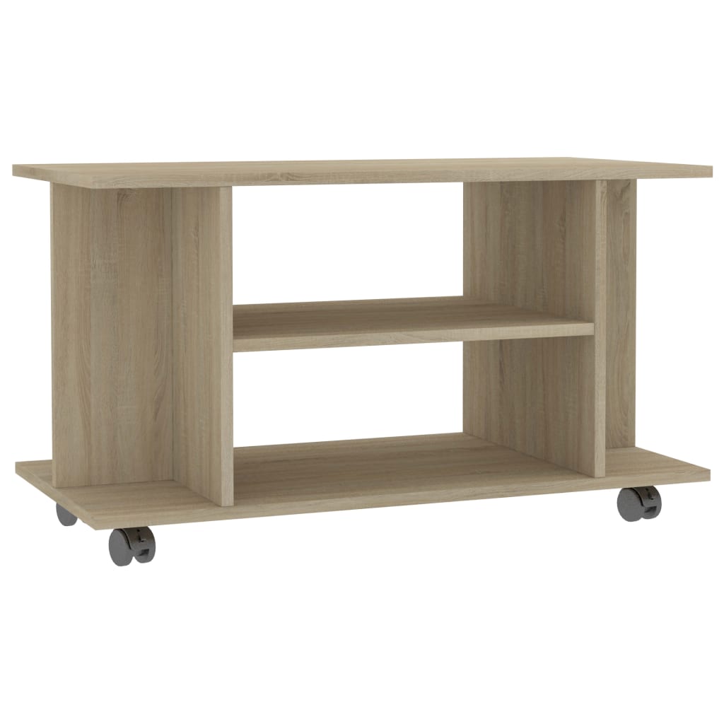Mobile TV con Ruote Rovere Sonoma 80x40x45 cm Legno Multistrato - homemem39