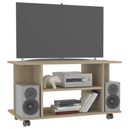 Mobile TV con Ruote Rovere Sonoma 80x40x45 cm Legno Multistrato - homemem39