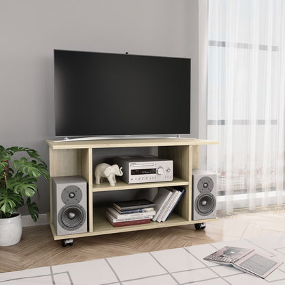 Mobile TV con Ruote Rovere Sonoma 80x40x45 cm Legno Multistrato - homemem39