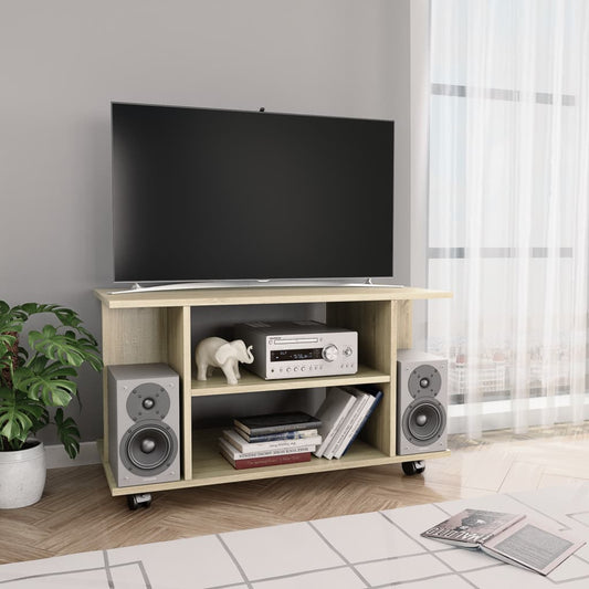 Mobile TV con Ruote Rovere Sonoma 80x40x45 cm Legno Multistrato - homemem39