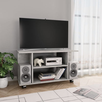 Mobile TV con Ruote Grigio Cemento 80x40x45 cm in Multistrato - homemem39