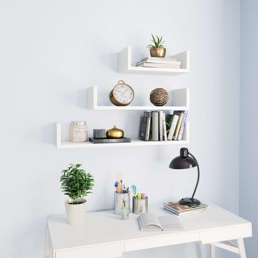Mensole a Muro 3 pz Bianco in Legno Multistrato | homemem39