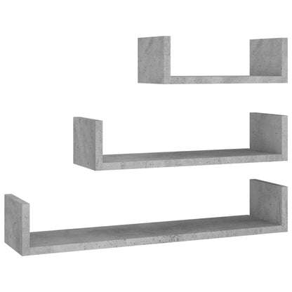 Mensole a Muro 3 pz Grigio Cemento in Legno Multistrato | homemem39