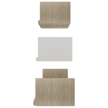 Mensole a Muro 3 pz Bianco e Rovere Sonoma in Legno Multistrato | homemem39