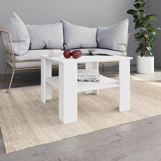 Tavolino da Salotto Bianco 60x60x42 cm in Legno Multistrato | homemem39