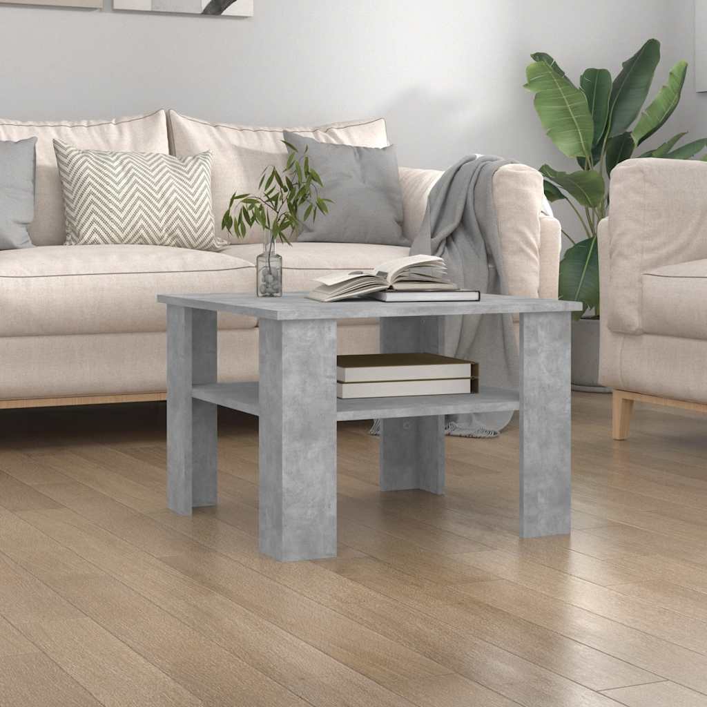Tavolino da Salotto Grigio Cemento 60x60x42cm Legno Multistrato | homemem39