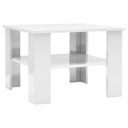 Tavolino da Salotto Bianco Lucido 60x60x42 cm Legno Multistrato | homemem39