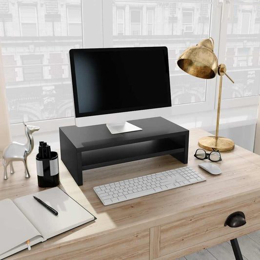 Supporto per Monitor Nero 42x24x13 cm in Legno Multistrato - homemem39