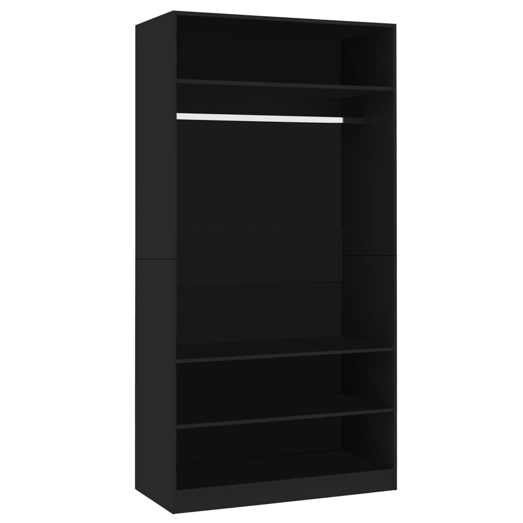 Armadio Nero 100x50x200 cm in Legno Multistrato - homemem39