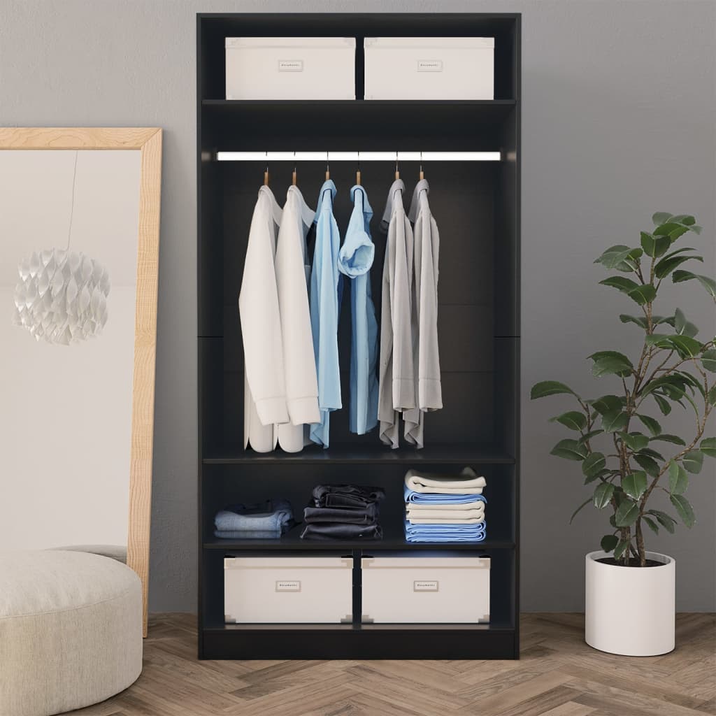 Armadio Nero 100x50x200 cm in Legno Multistrato - homemem39